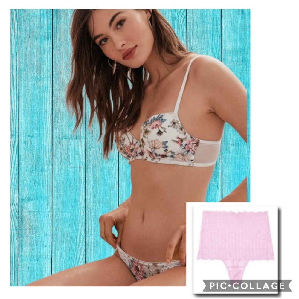 NWT VS Embroidered garden party bra and panty